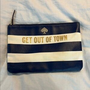 Kate Spade Blue and White Striped Pouch Clutch